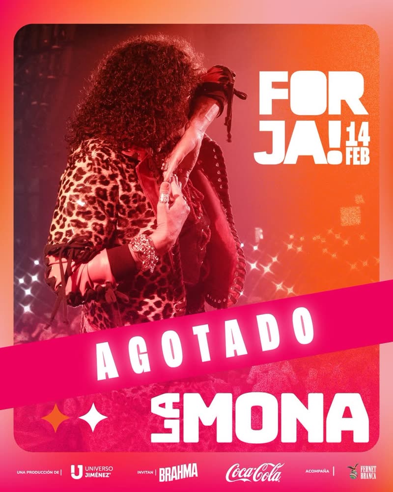 Flyer de La Mona Jiménez en FORJA — Sáb 14 de febrero