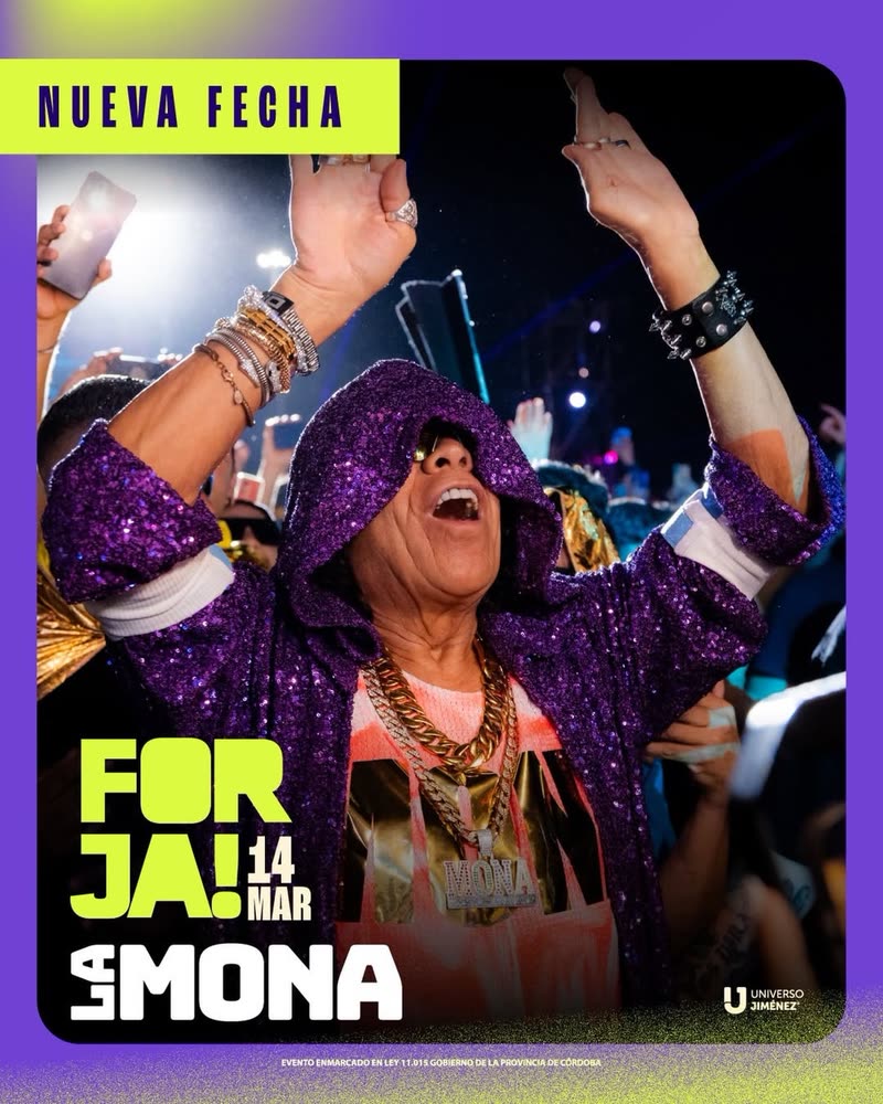Flyer de La Mona Jiménez en FORJA — Sáb 14 de marzo
